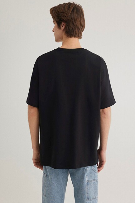 Erkek Mavi Baskılı Tişört 0612469-900 Siyah - Thumbnail