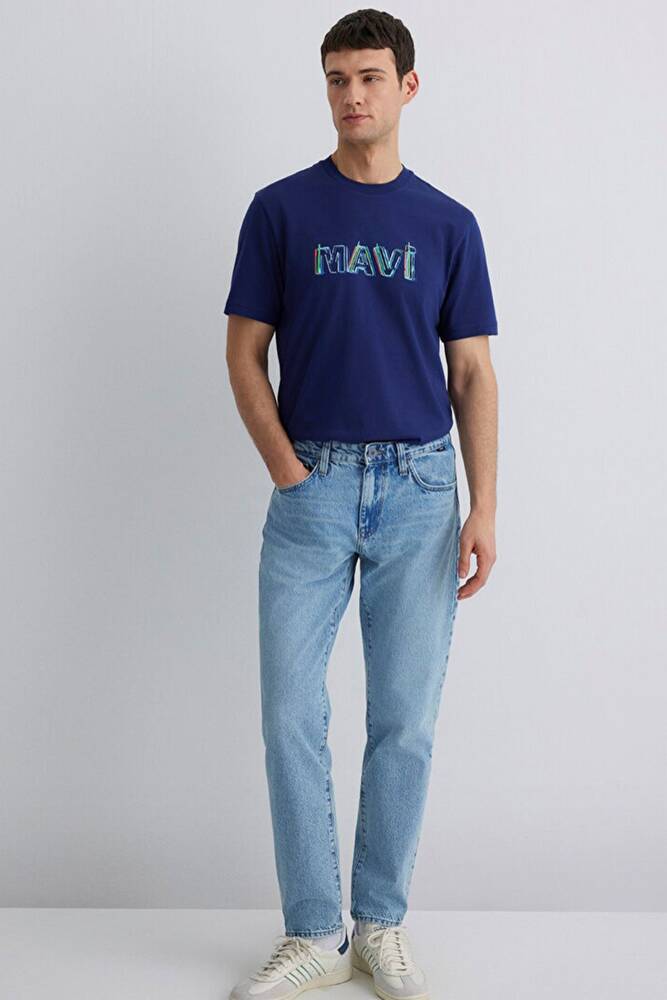 Erkek Mavi Baskılı Tişört 0612587-70496 Lacivert 