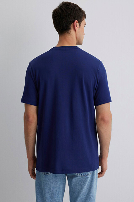 Erkek Mavi Baskılı Tişört 0612587-70496 Lacivert - Thumbnail