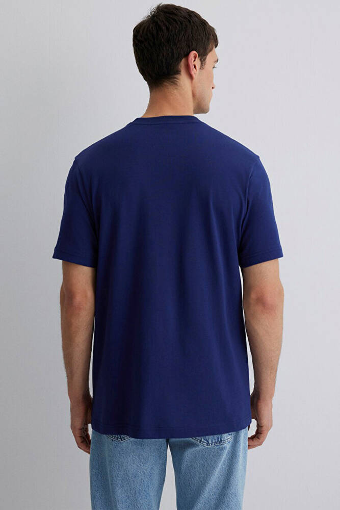Erkek Mavi Baskılı Tişört 0612587-70496 Lacivert 
