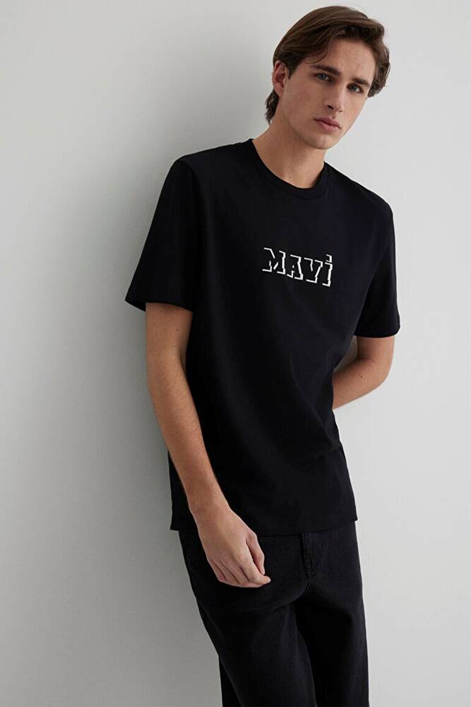 Erkek Mavi Baskılı Tişört 0612686-900 Siyah 