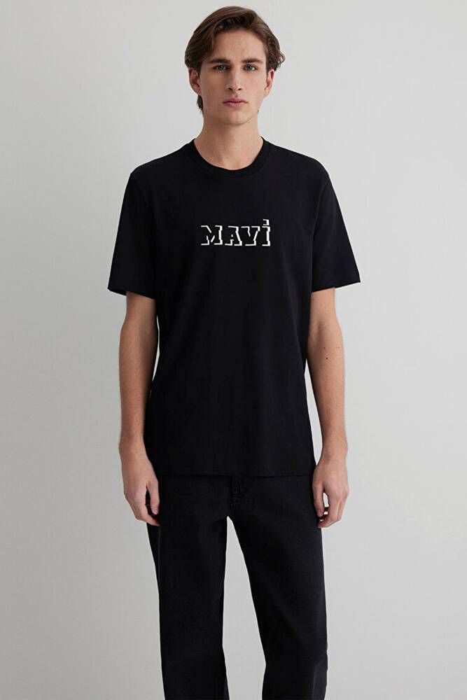 Erkek Mavi Baskılı Tişört 0612686-900 Siyah 