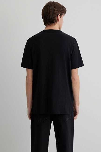 Erkek Mavi Baskılı Tişört 0612686-900 Siyah - Thumbnail