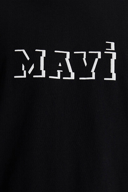 Erkek Mavi Baskılı Tişört 0612686-900 Siyah - Thumbnail