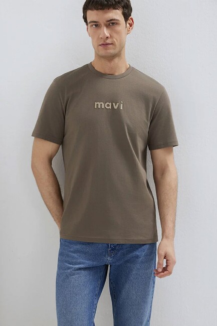 Erkek Mavi Baskılı Tişört 0612732-83866 Kahve (1)