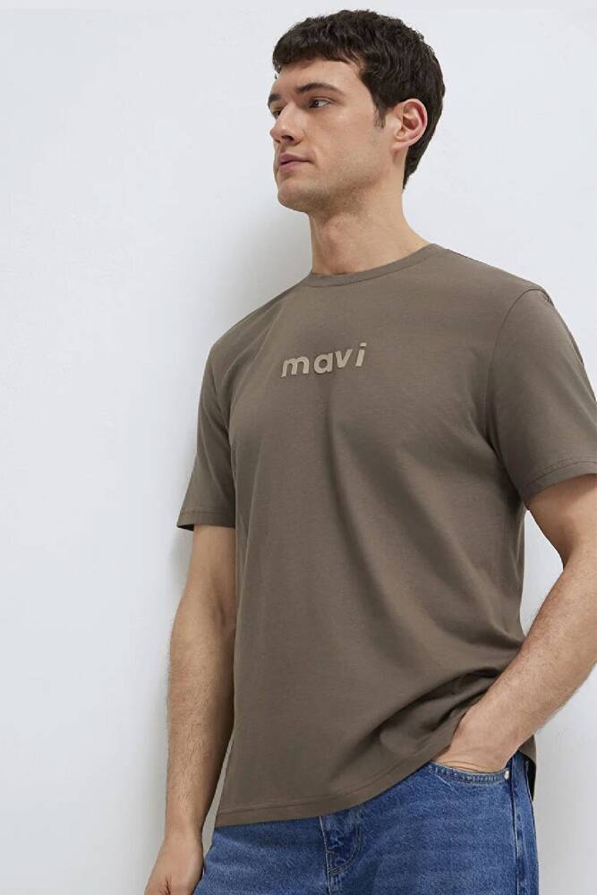 Erkek Mavi Baskılı Tişört 0612732-83866 Kahve 
