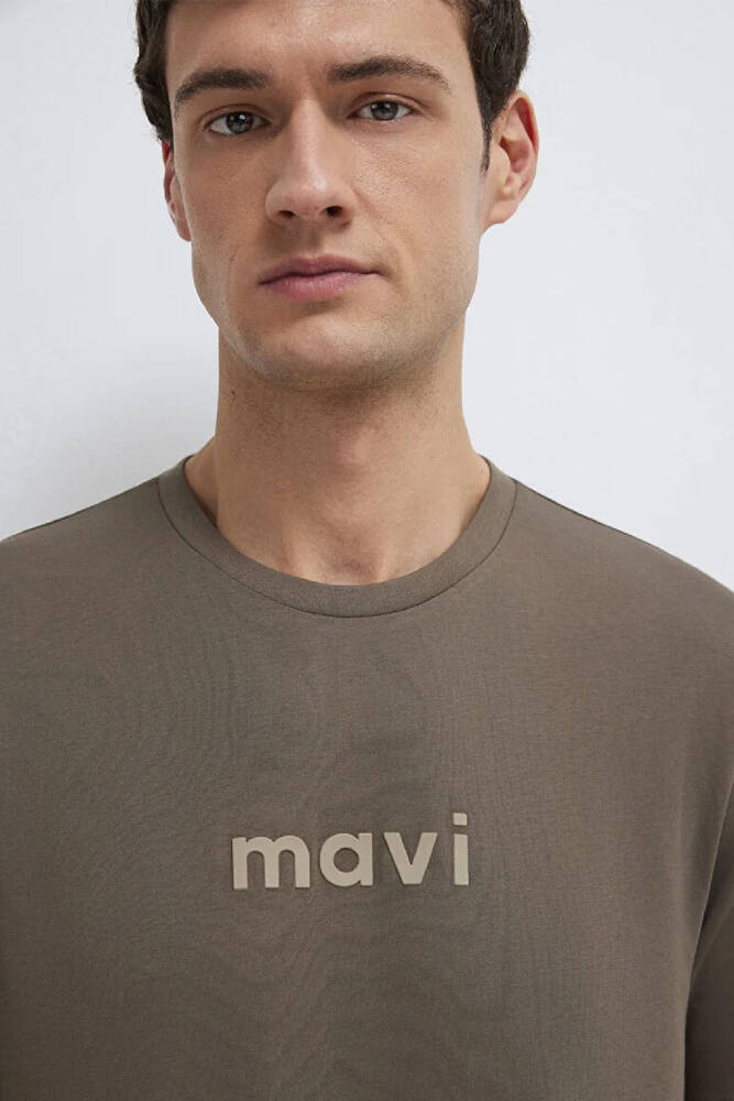 Erkek Mavi Baskılı Tişört 0612732-83866 Kahve 