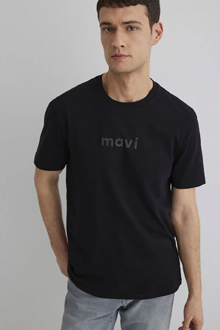 Erkek Mavi Baskılı Tişört 0612732-900 Siyah (2)
