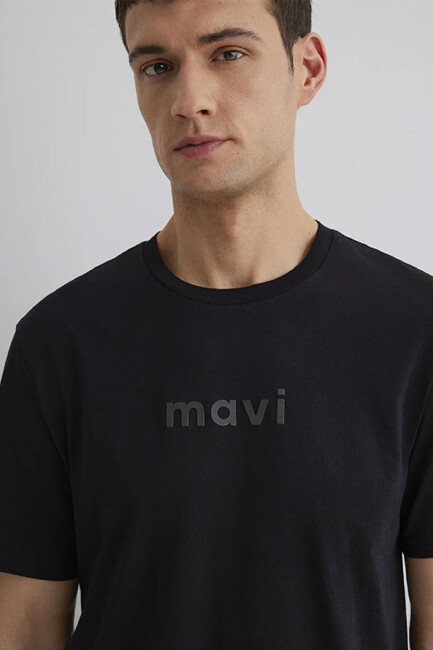 Erkek Mavi Baskılı Tişört 0612732-900 Siyah - Thumbnail