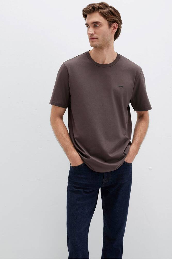 Erkek Mavi Baskılı Tişört 0612819-70251 Kahve 