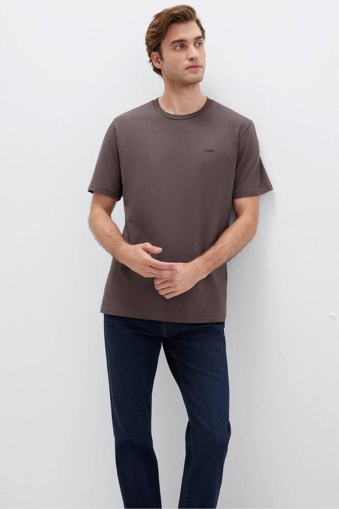 Erkek Mavi Baskılı Tişört 0612819-70251 Kahve 