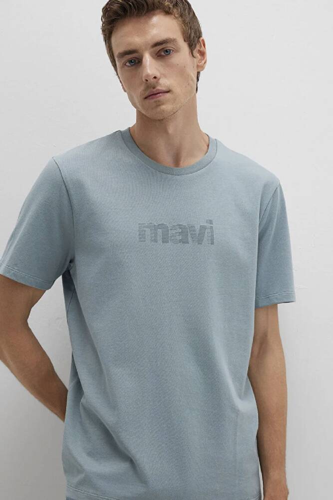 Erkek Mavi Baskılı Tişört 0612936-70118 Yeşil 