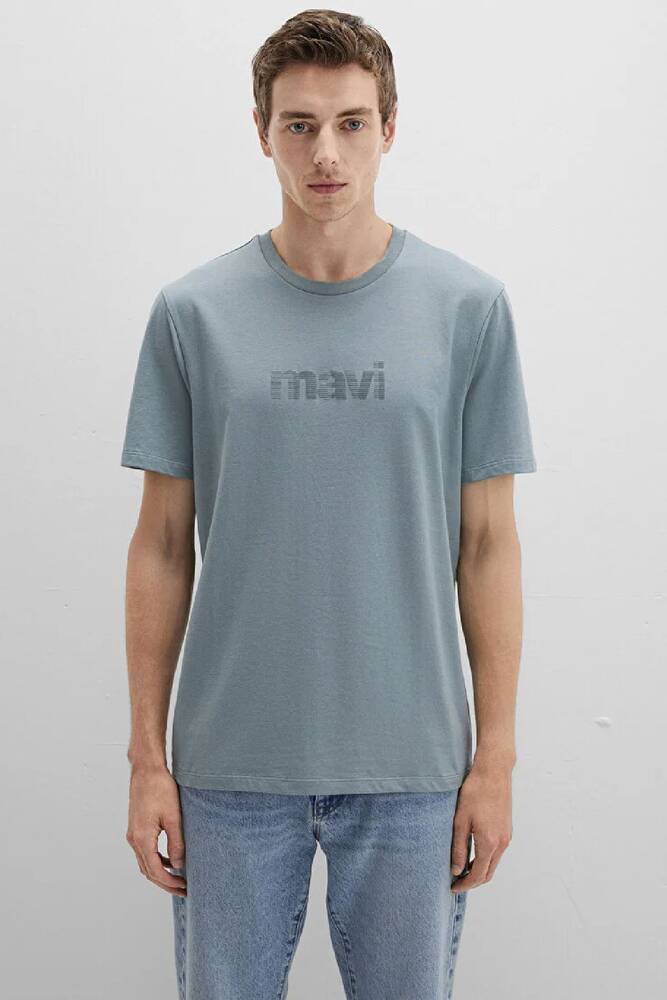 Erkek Mavi Baskılı Tişört 0612936-70118 Yeşil 