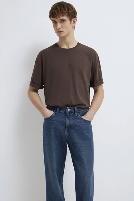 Erkek Mavi Baskılı Tişört 0613093-70251 Kahve (2)