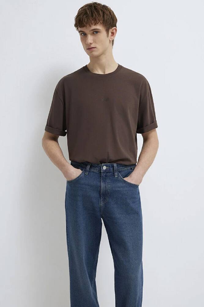 Erkek Mavi Baskılı Tişört 0613093-70251 Kahve 