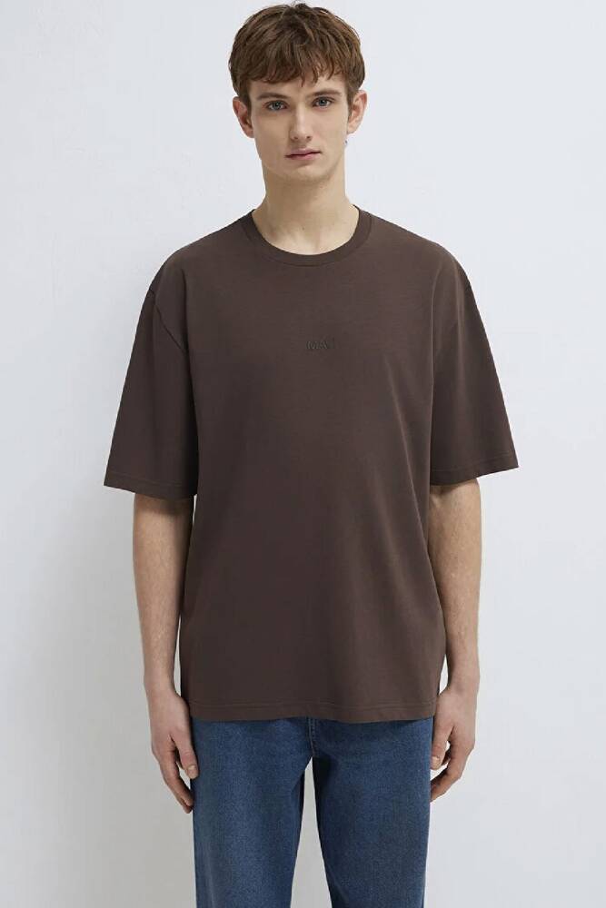 Erkek Mavi Baskılı Tişört 0613093-70251 Kahve 