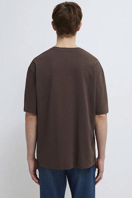 Erkek Mavi Baskılı Tişört 0613093-70251 Kahve - Thumbnail