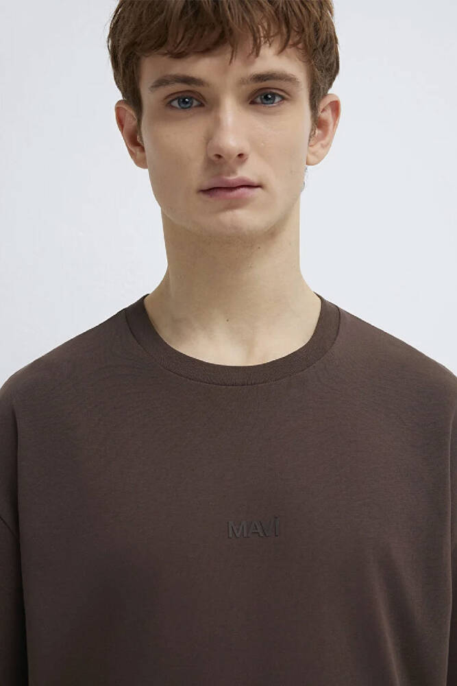 Erkek Mavi Baskılı Tişört 0613093-70251 Kahve 