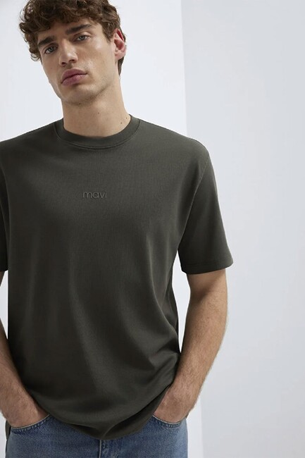 Erkek Mavi Baskılı Tişört 0613102-71553 Yeşil (1)