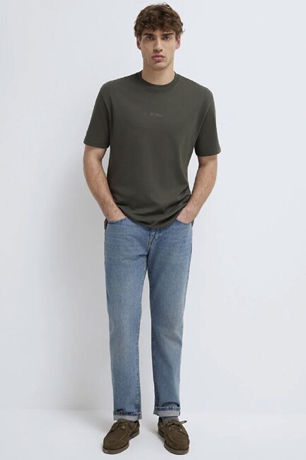 Erkek Mavi Baskılı Tişört 0613102-71553 Yeşil (2)