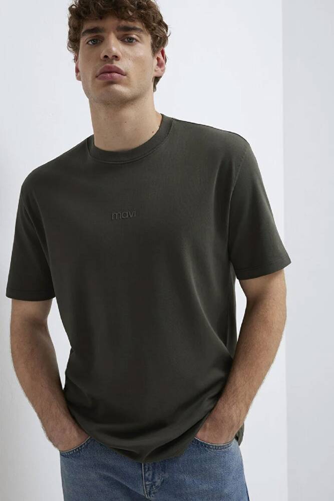 Erkek Mavi Baskılı Tişört 0613102-71553 Yeşil 