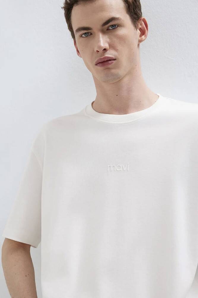 Erkek Mavi Baskılı Tişört 0613102-80194 Beyaz 