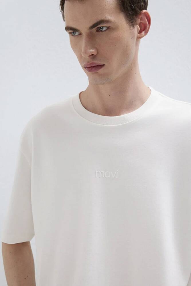 Erkek Mavi Baskılı Tişört 0613102-80194 Beyaz 