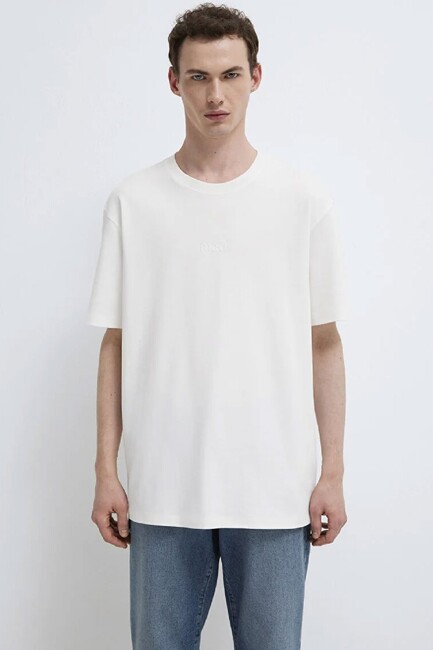 Erkek Mavi Baskılı Tişört 0613102-80194 Beyaz - Thumbnail