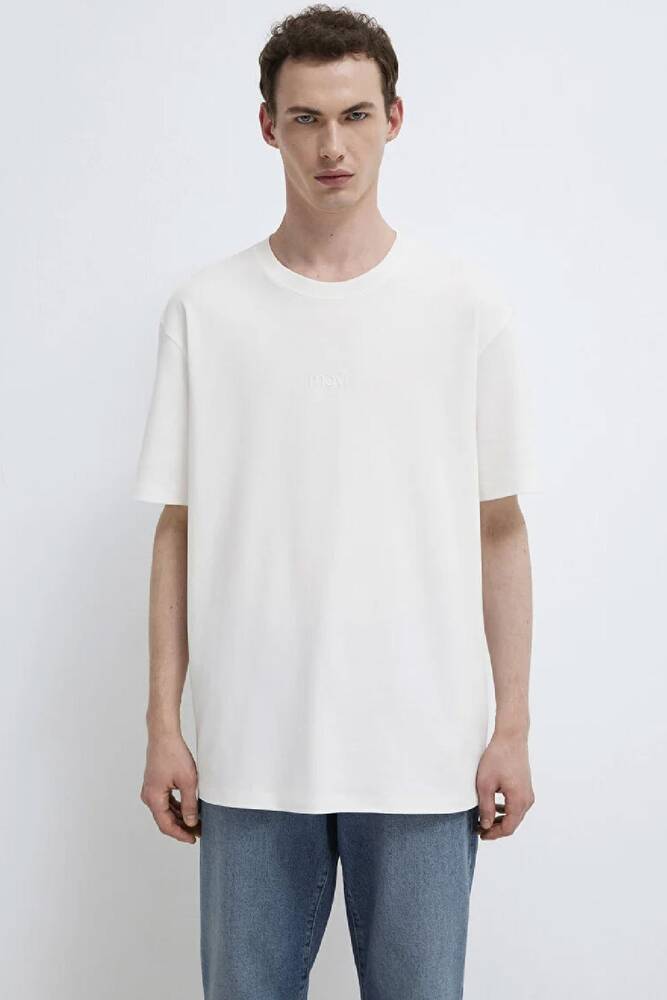 Erkek Mavi Baskılı Tişört 0613102-80194 Beyaz 