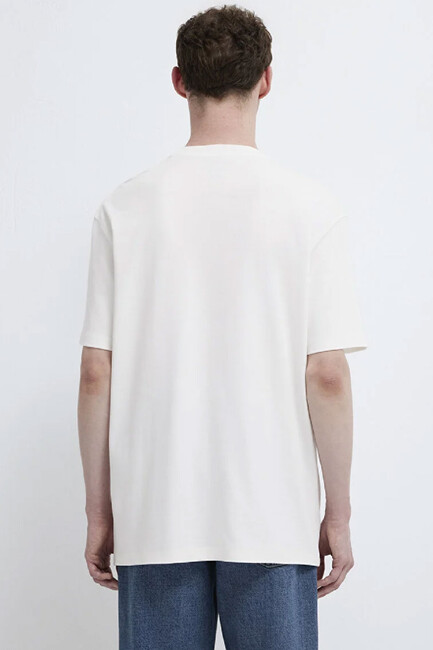 Erkek Mavi Baskılı Tişört 0613102-80194 Beyaz - Thumbnail