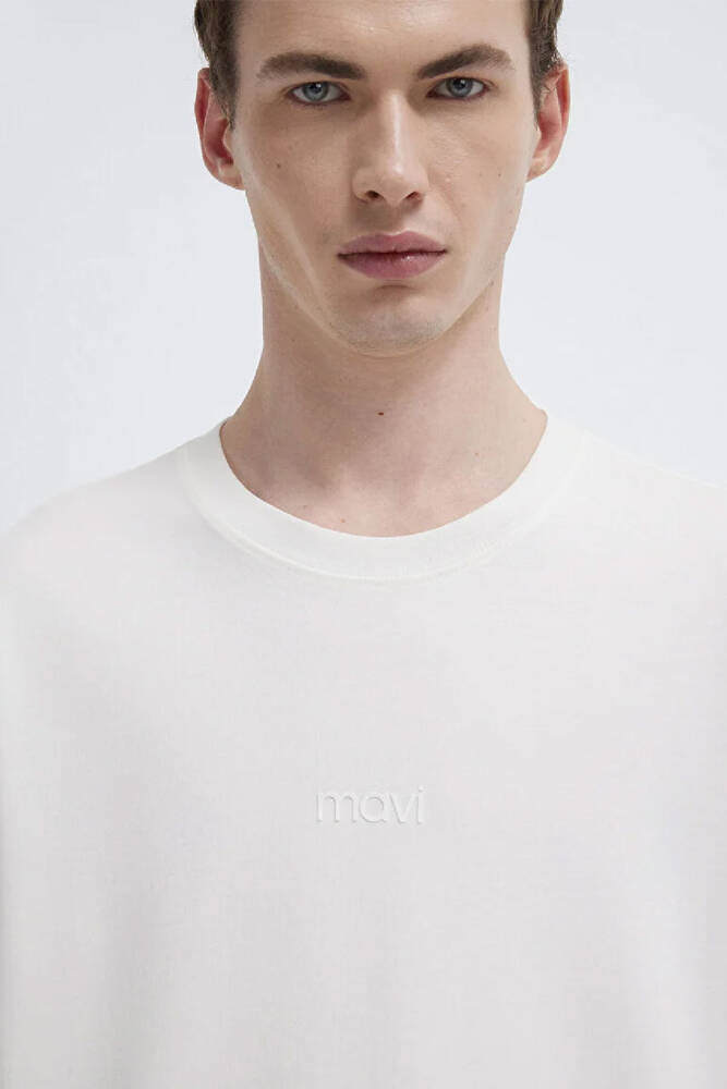 Erkek Mavi Baskılı Tişört 0613102-80194 Beyaz 