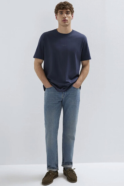 Erkek Mavi Baskılı Tişört 0613102-85315 Lacivert (2)