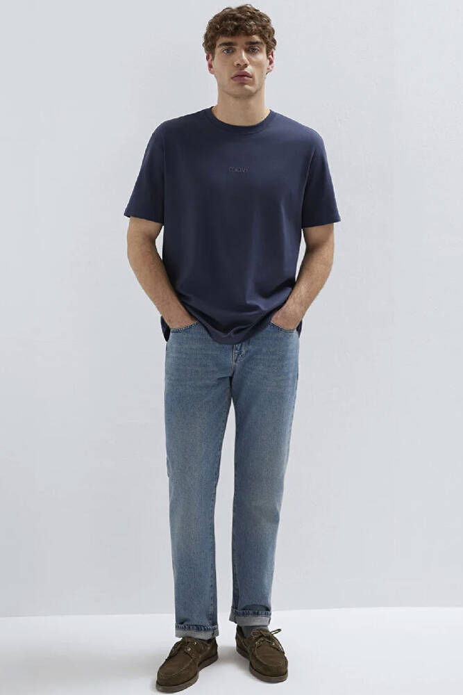 Erkek Mavi Baskılı Tişört 0613102-85315 Lacivert 
