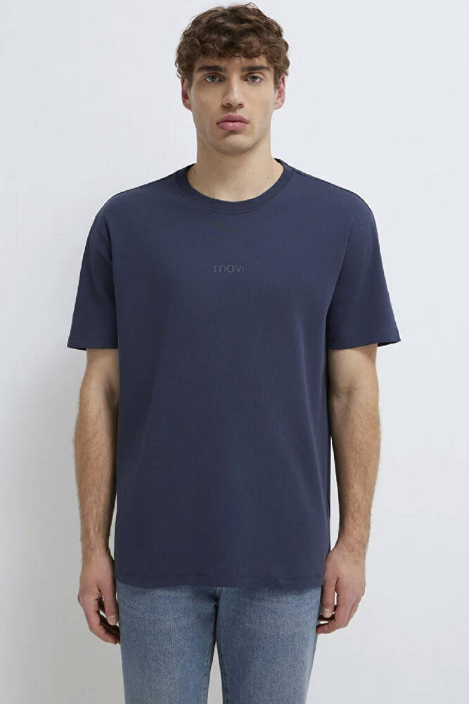 Erkek Mavi Baskılı Tişört 0613102-85315 Lacivert 
