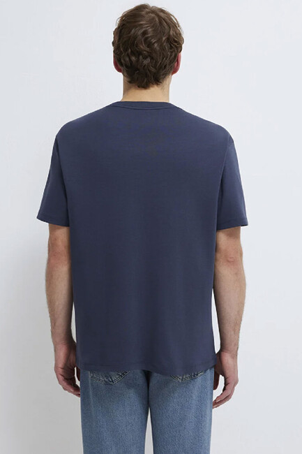 Erkek Mavi Baskılı Tişört 0613102-85315 Lacivert - Thumbnail