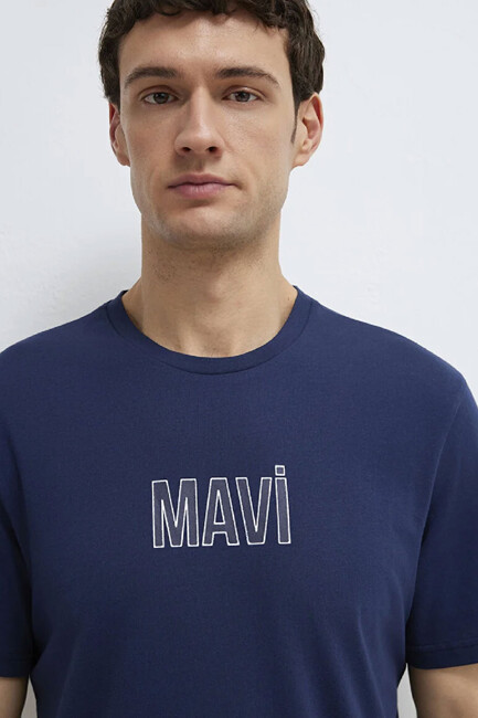Erkek Mavi Baskılı Tişört 0613186-70758 Lacivert (3)