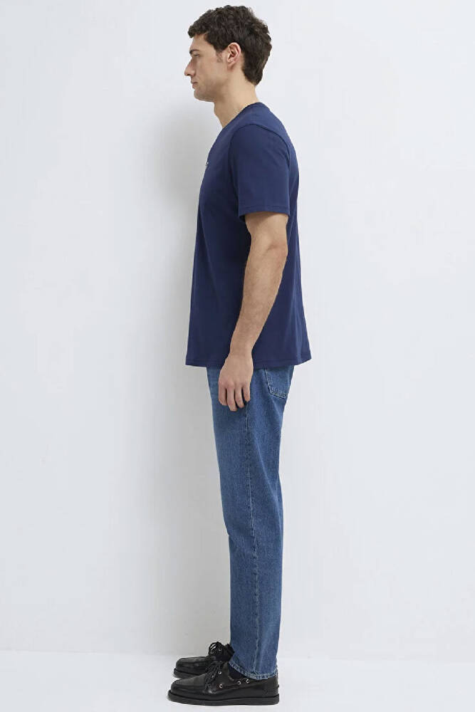 Erkek Mavi Baskılı Tişört 0613186-70758 Lacivert 