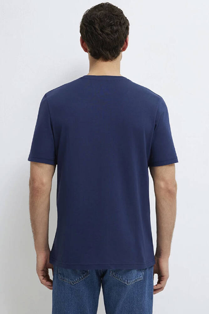Erkek Mavi Baskılı Tişört 0613186-70758 Lacivert 