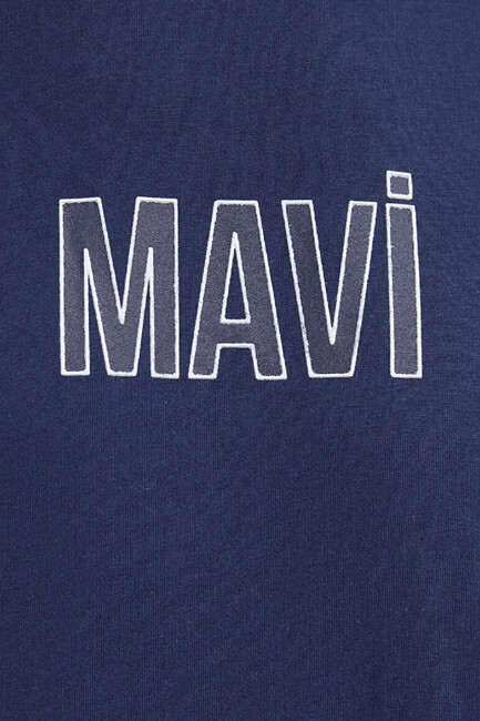 Erkek Mavi Baskılı Tişört 0613186-70758 Lacivert - Thumbnail