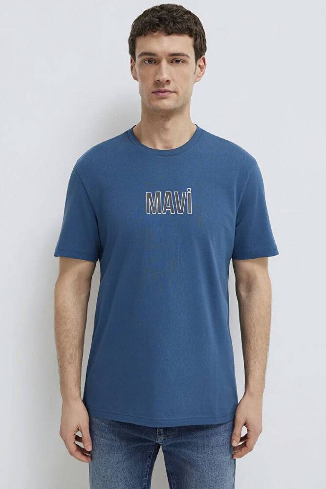 Erkek Mavi Baskılı Tişört 0613186-70764 Mavi 