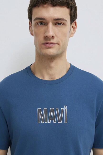 Erkek Mavi Baskılı Tişört 0613186-70764 Mavi - Thumbnail