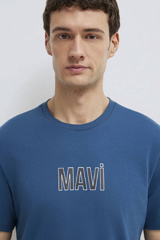 Erkek Mavi Baskılı Tişört 0613186-70764 Mavi 