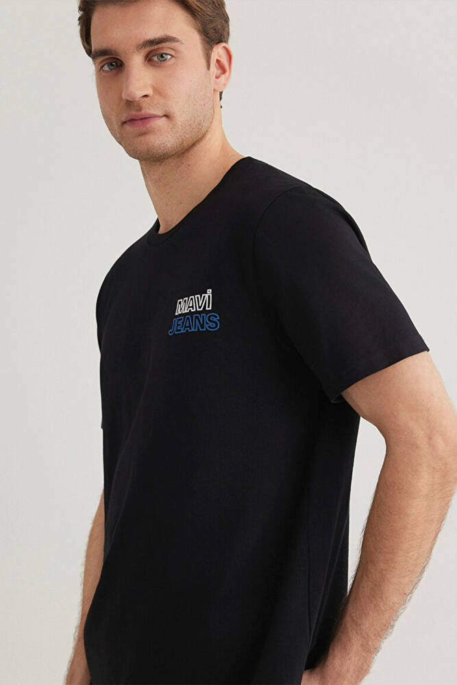 Erkek Mavi Baskılı Tişört 066841-900 Siyah 