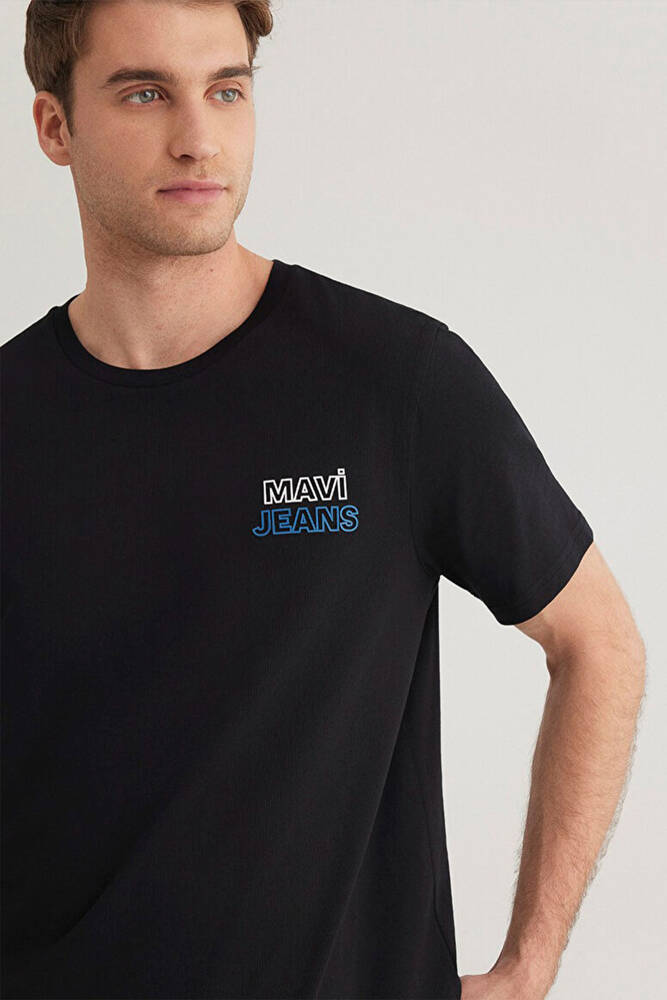 Erkek Mavi Baskılı Tişört 066841-900 Siyah 