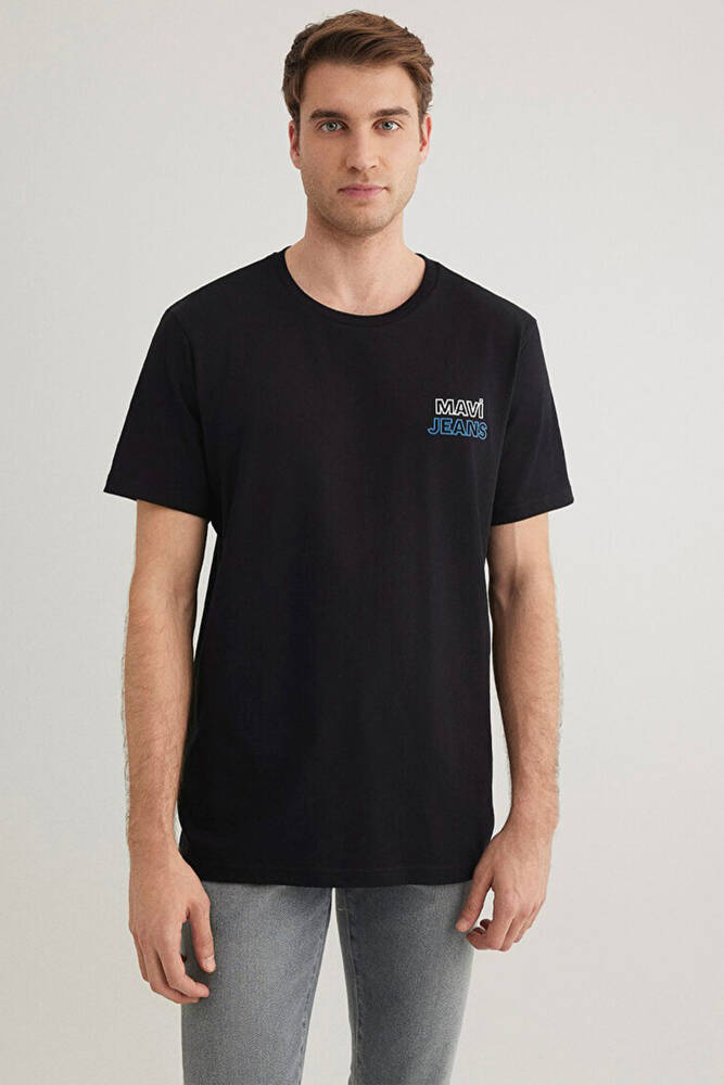 Erkek Mavi Baskılı Tişört 066841-900 Siyah 