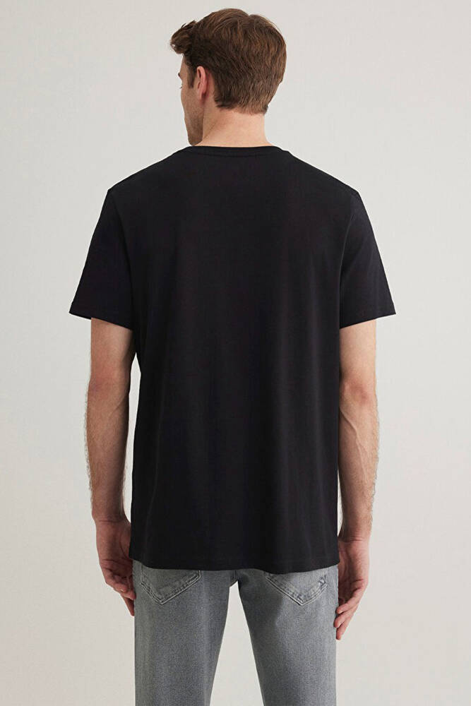 Erkek Mavi Baskılı Tişört 066841-900 Siyah 