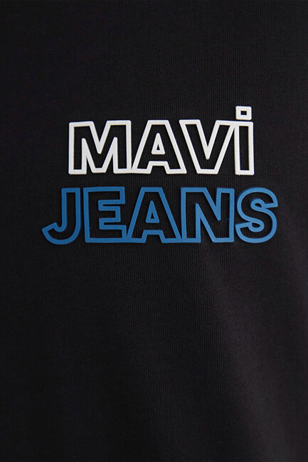 Erkek Mavi Baskılı Tişört 066841-900 Siyah - Thumbnail