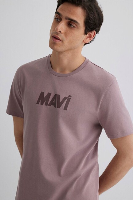 Erkek Mavi Baskılı Tişört 066846-89596 Mor (1)