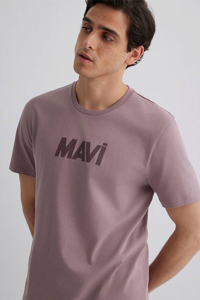 Erkek Mavi Baskılı Tişört 066846-89596 Mor 