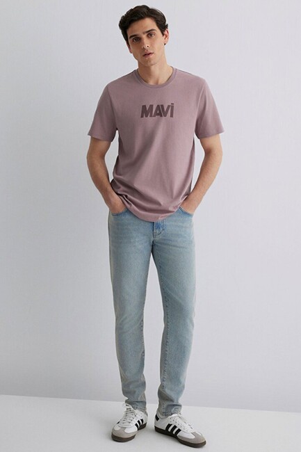 Erkek Mavi Baskılı Tişört 066846-89596 Mor (2)